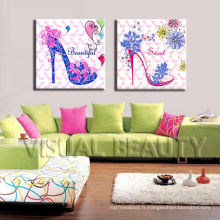 Canvas Ladies High Heel Shoes Painting for Home Decor